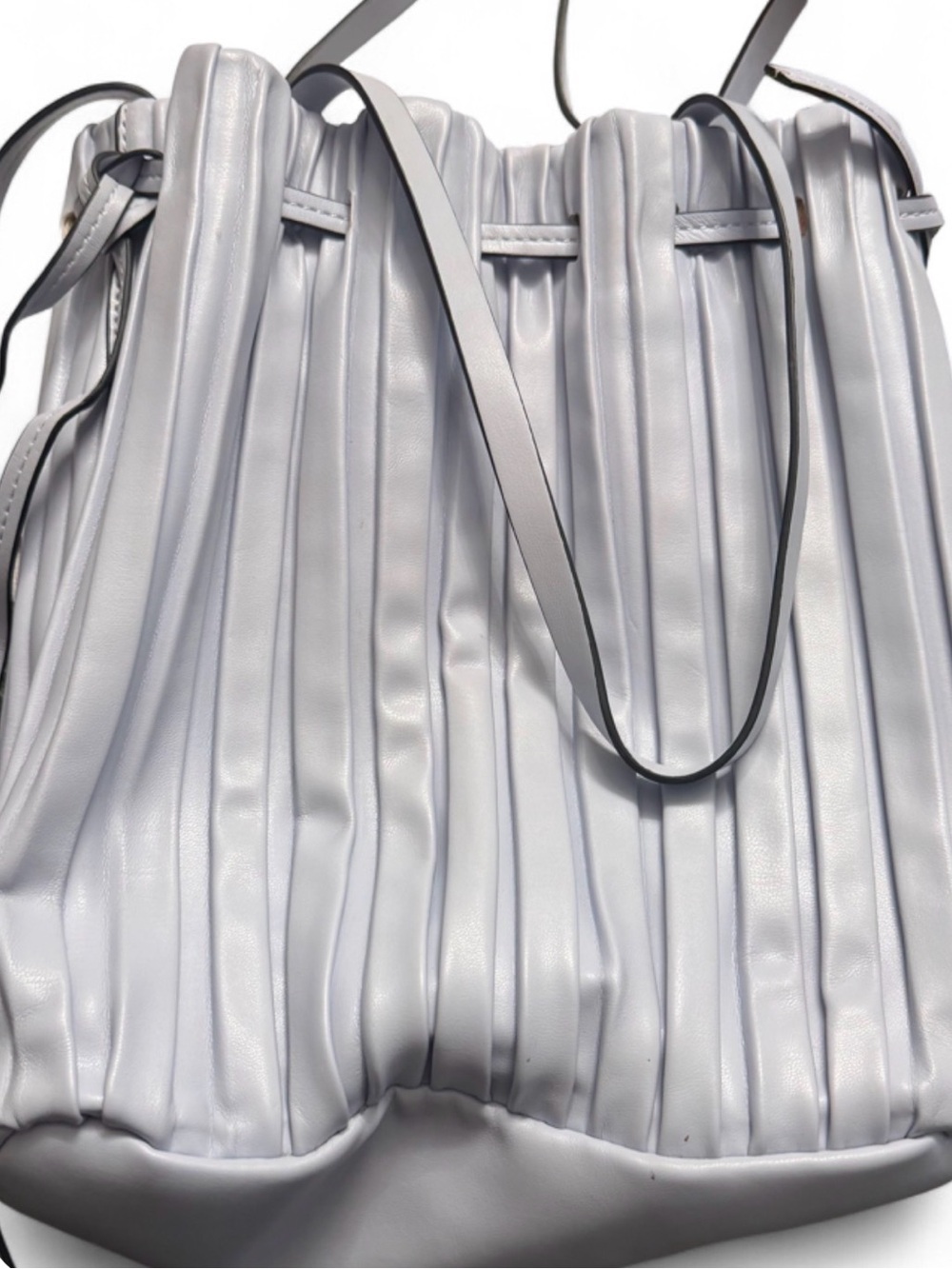 Light blue Gray Pleated Leather Shoulder Bag - Womens